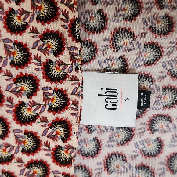 Cabi Mixed Media Open Front Cardigan Flare Sleeve 3/4 Length, Waist Tie, Floral - Picture 4 of 8